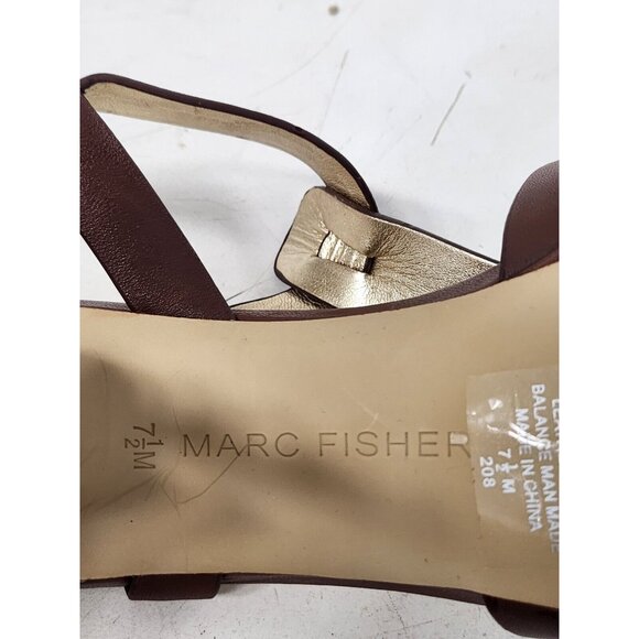 Marc Fisher Womens Platform Sandals Size 7.5 Brown Leather Ankle Strap Heels - Picture 9 of 10
